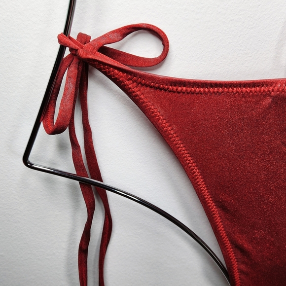 malibu strings Swim Malibu Strings Metallic Red Highrise Highcut